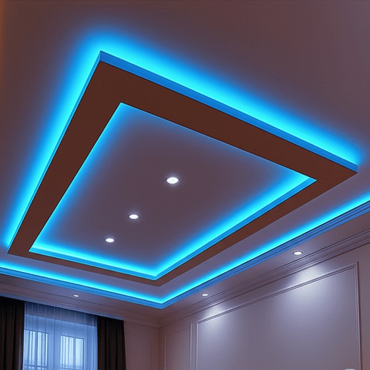 Kiraz gergi tavan ustası – Led isikli örneği